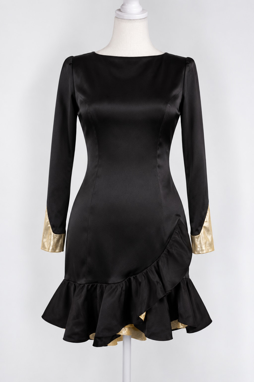Vtg Victor Costa Taffeta Gold Lame Cocktail Dress 4 Asymmetrical Glam Ruffle